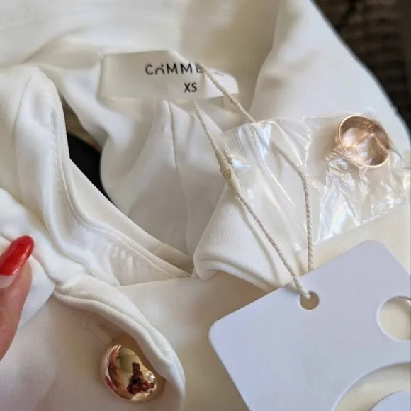 Commense White and Gold Halter Sheath Mini Dress - Picture 3 of 3